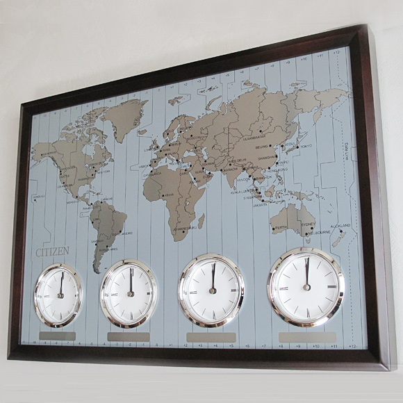 横約87cmCITIZEN QUARTZ 世界時計 壁掛け時計 ワールドタイム601 